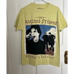 NEW The Rolling Stones Unisex M Graphic Band T Shirt Bridges To Babylon Yellow